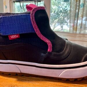 Vans Kids Black and Pink High-Top Sneakers